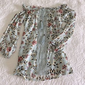 NWOT Long sleeve floral off the shoulder dress